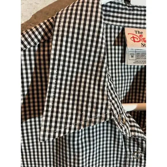 VTG Disney Store Mickey Mouse Shirt Gingham Snap Button Women's M Single Stitch - Picture 7 of 10